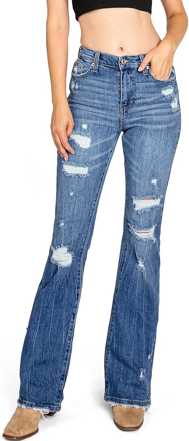 Celebrity Pink Jean Women's Juniors High Waisted Flared Bell Bottoms