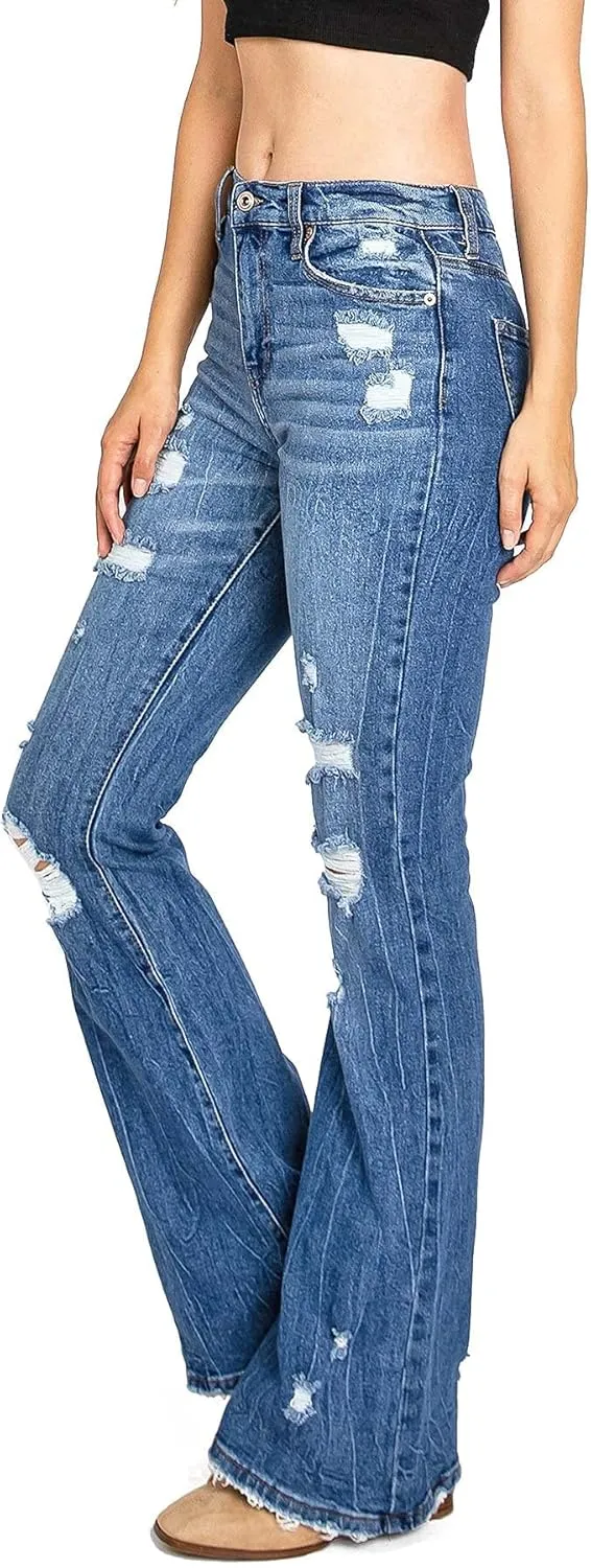 Celebrity Pink Jean Women's Juniors High Waisted Flared Bell Bottoms