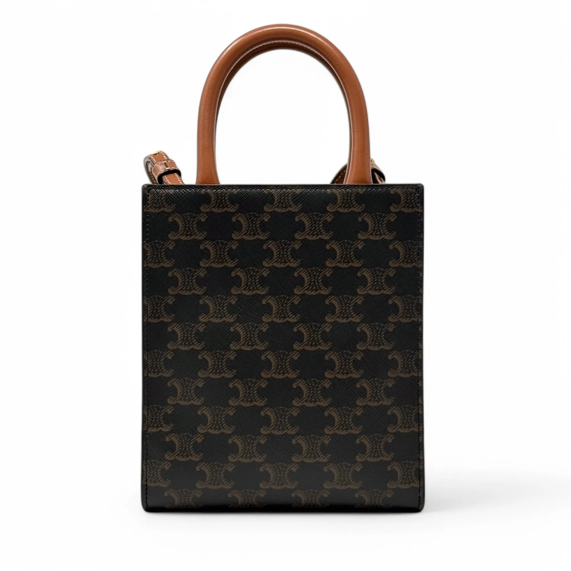 Celine Brown Triomphe Mini Vertical Cabas Tote