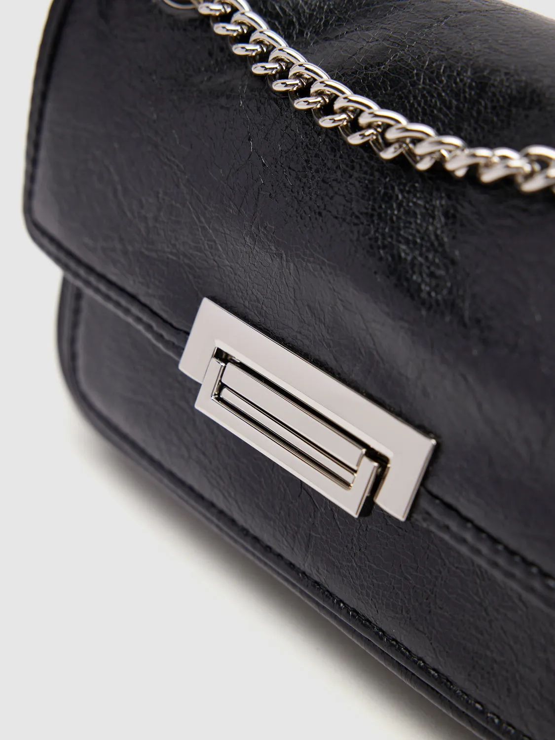 Chained Vegan Leather Shoulder Bag