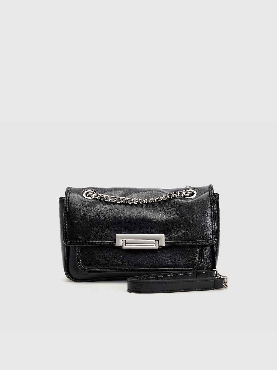 Chained Vegan Leather Shoulder Bag