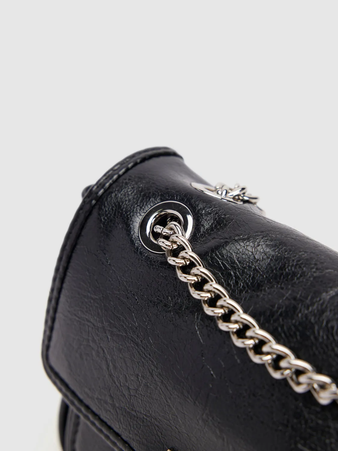 Chained Vegan Leather Shoulder Bag