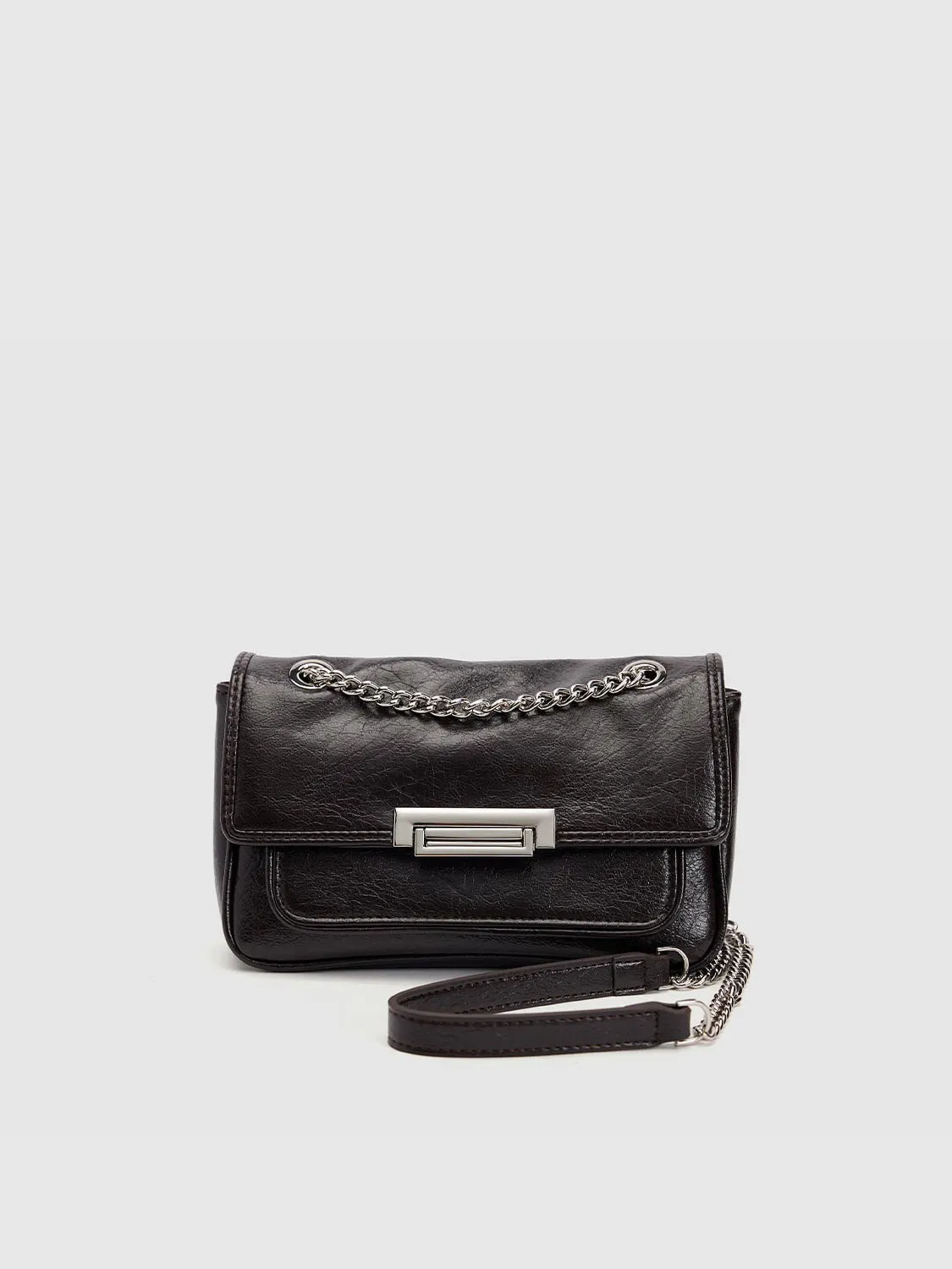 Chained Vegan Leather Shoulder Bag