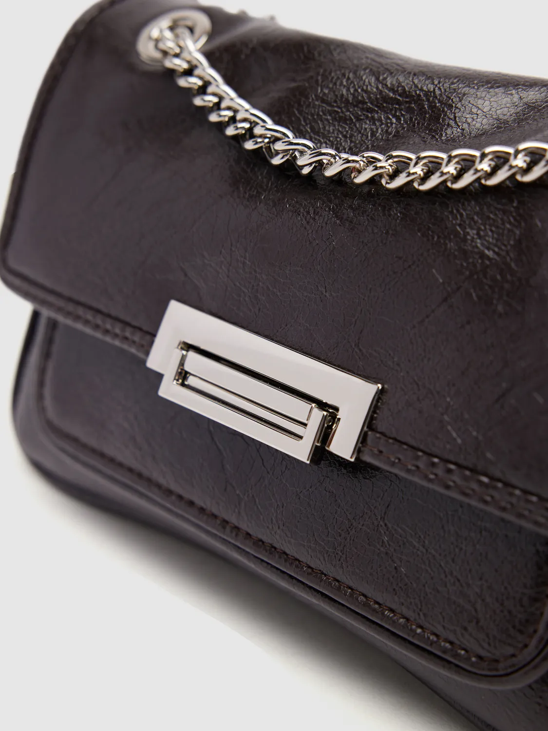 Chained Vegan Leather Shoulder Bag