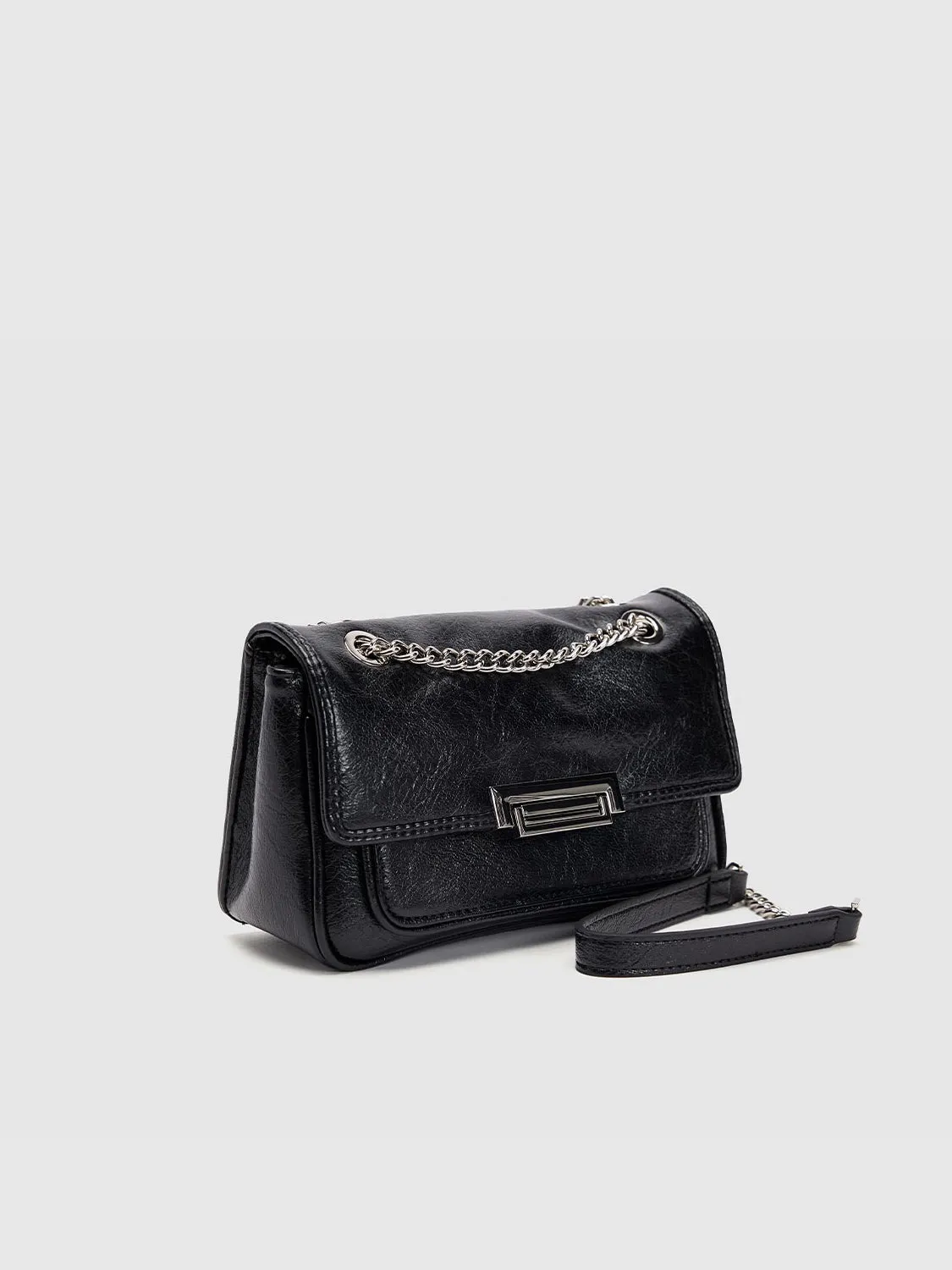 Chained Vegan Leather Shoulder Bag