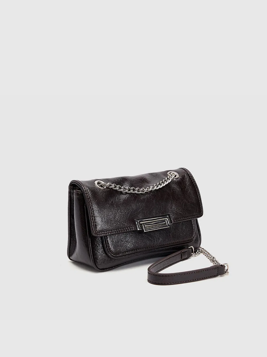 Chained Vegan Leather Shoulder Bag