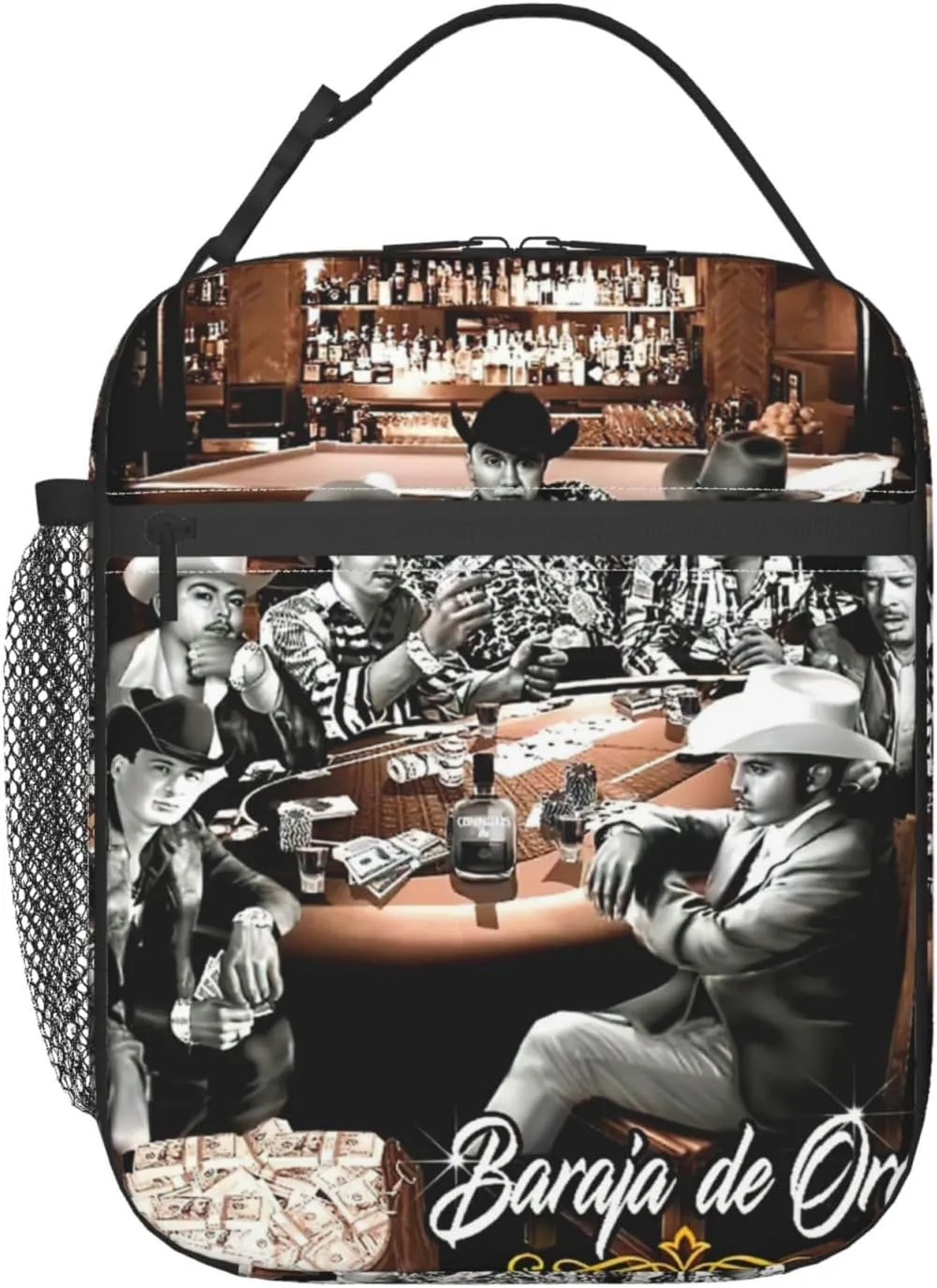 Chalino Singer Songwriter Sanchez Reusable Lunch Bag for Adult Insulated Lunch Box for Men Women Cooler Tote Bag with Buckle Handle Strap for Picnic Lunch Container Convenient Lunchbags Handbags