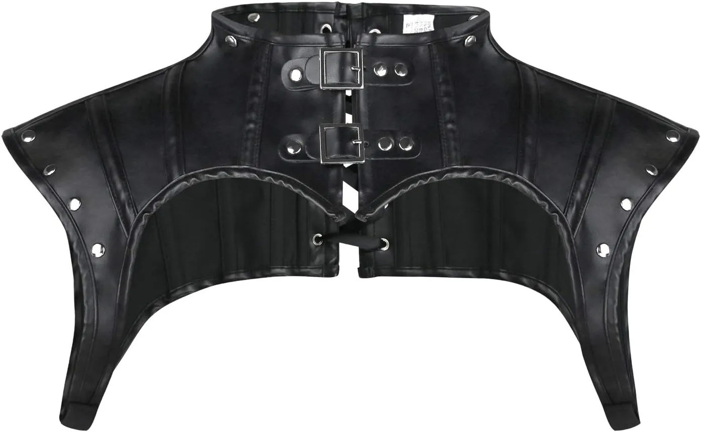 Charmian Women's Steampunk Gothic Leather Costume Shoulder Jacket Shrug Armor