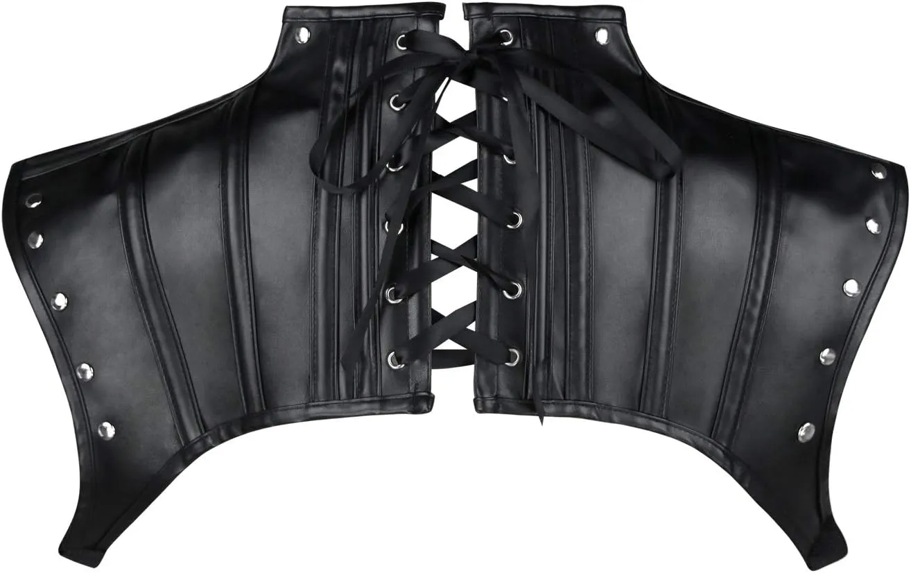 Charmian Women's Steampunk Gothic Leather Costume Shoulder Jacket Shrug Armor