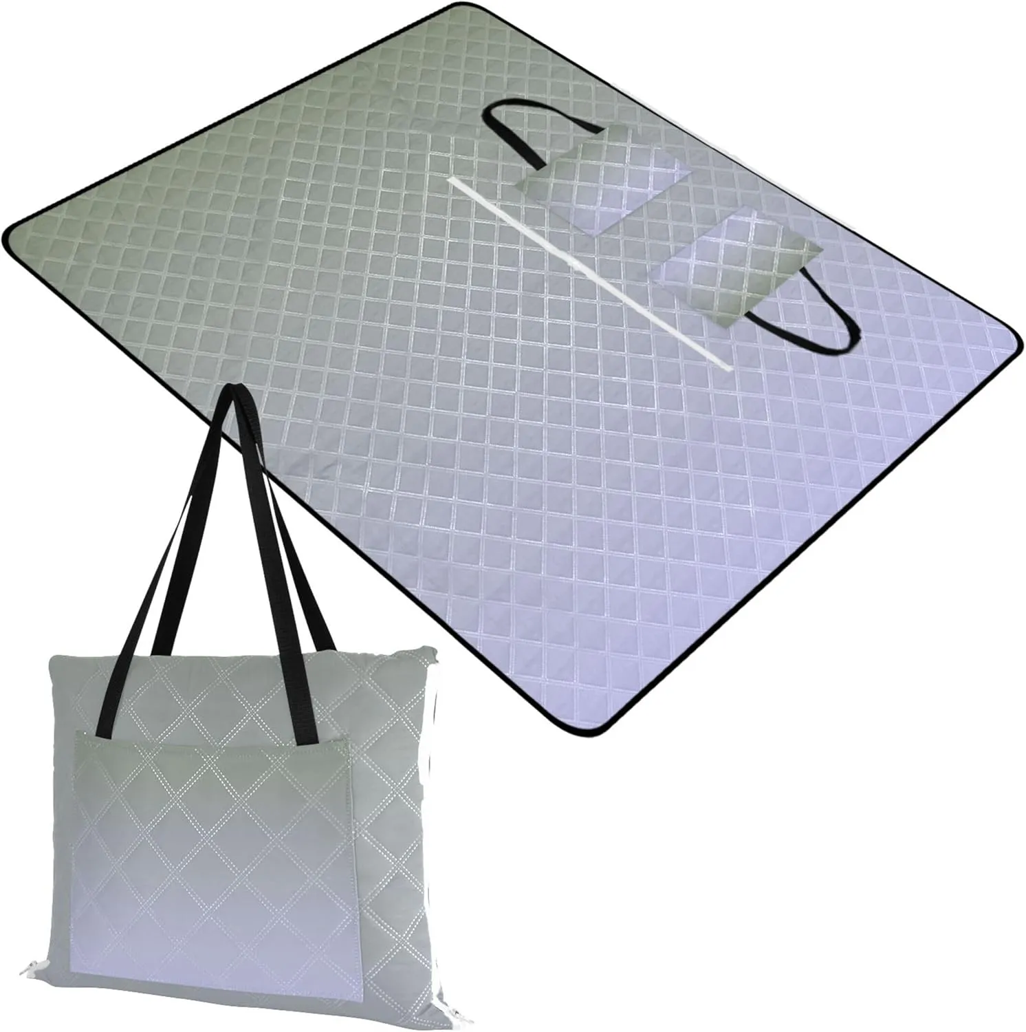 CHIFIGNO Camouflage Green Lavender Blue Gradient Beach Mat Waterproof Sandproof, Print Camping Blanket for Grass Foldable Mat Picnic Blanket, 80" x 60"