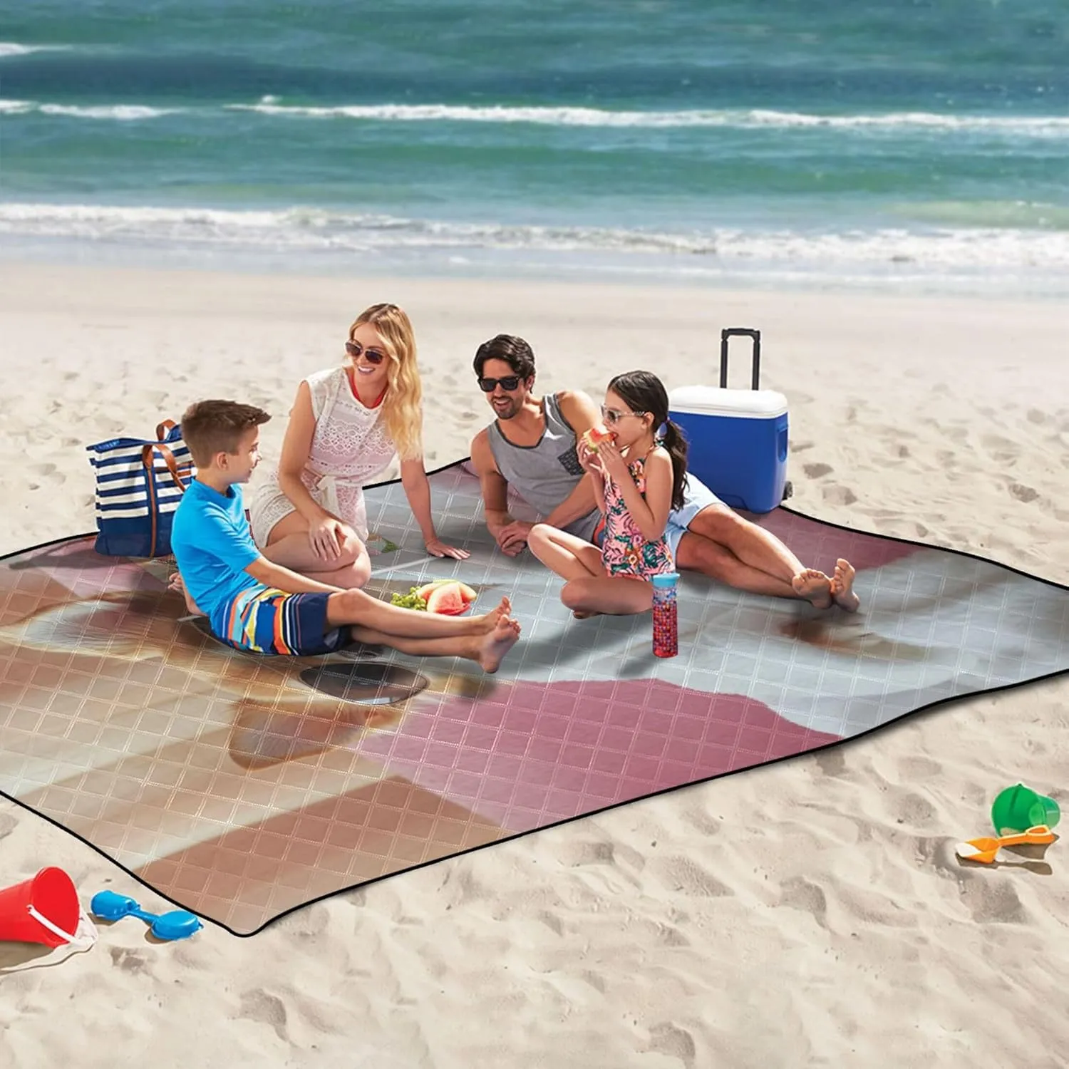 CHIFIGNO Chihuahua Relax Luxury Print Beach Blanket Waterproof Sandproof Floral Camp Blanket for Grass Cute Picnic Essentials Foldable 80" x 60"