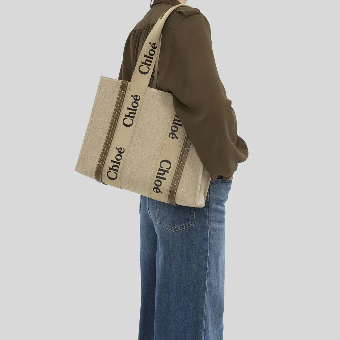 CHLOE Woody Medium Tote Bag Bronze Brown RS-CHC23AS383L1720X