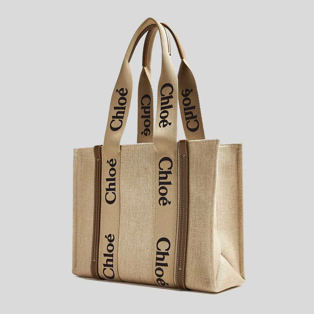 CHLOE Woody Medium Tote Bag Bronze Brown RS-CHC23AS383L1720X