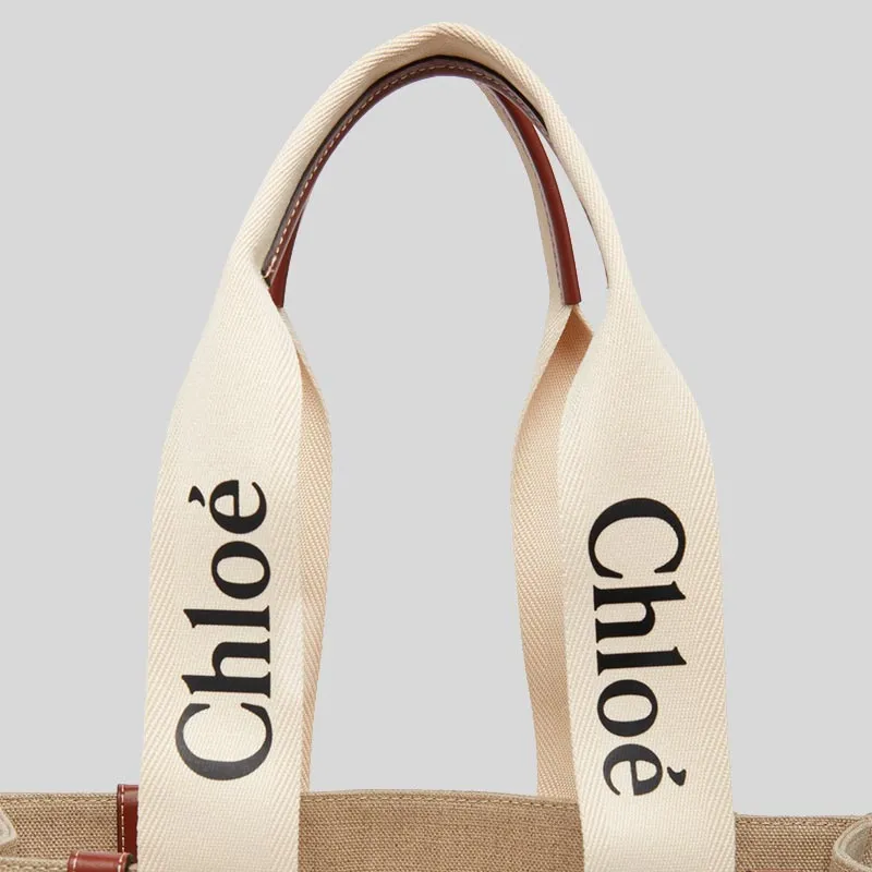 Chloe Woody Medium Tote Bag White Brown RS-CHC22AS383I2690U