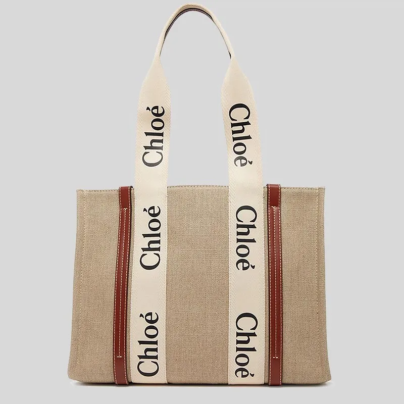 Chloe Woody Medium Tote Bag White Brown RS-CHC22AS383I2690U