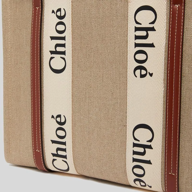 Chloe Woody Medium Tote Bag White Brown RS-CHC22AS383I2690U