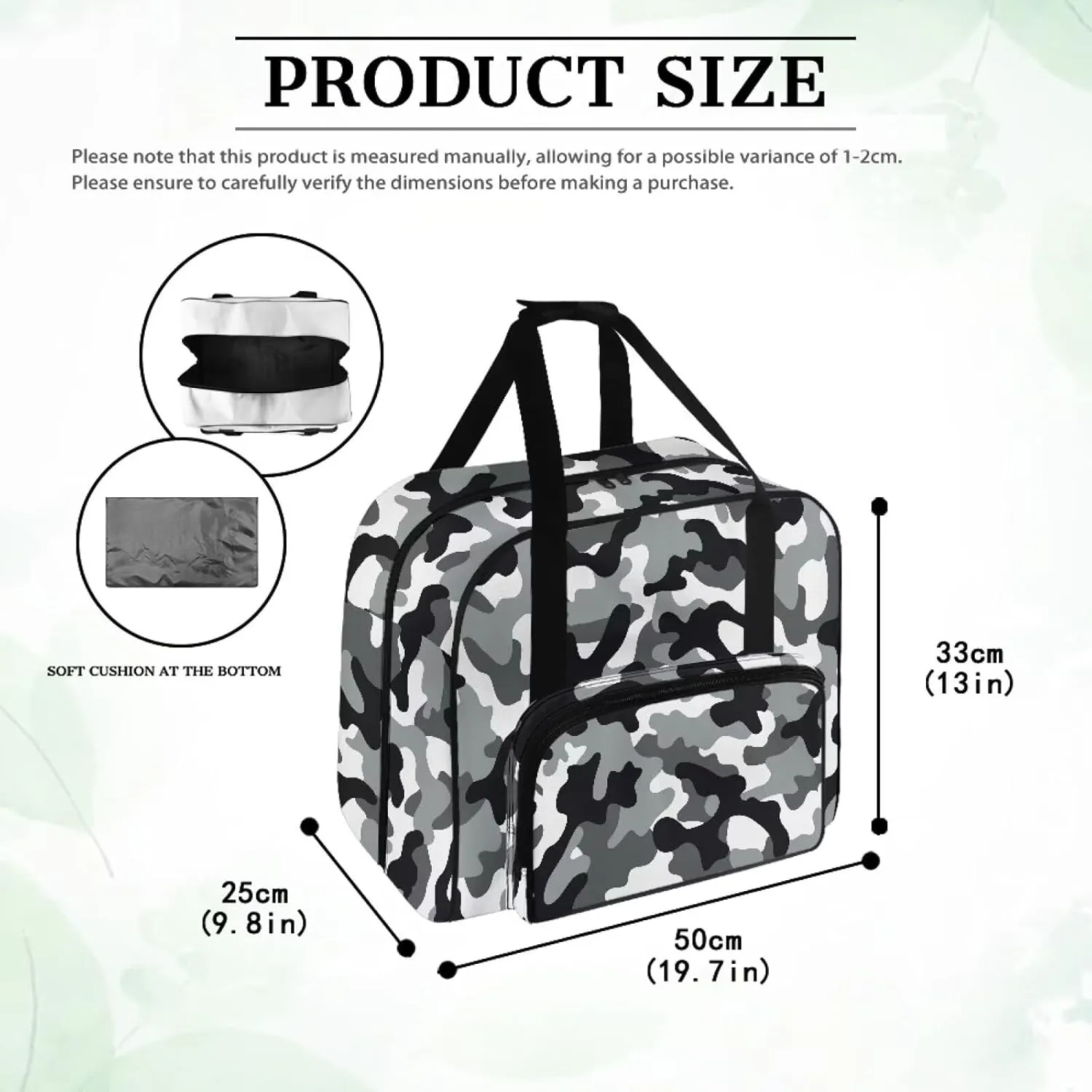 Classic Camouflage Machine Carrying Case, Spacious Case Fits Most Standard Sewing Machines, Fully-Padded Interior, Easy Zip, Large Front Pocket, Easy Transport