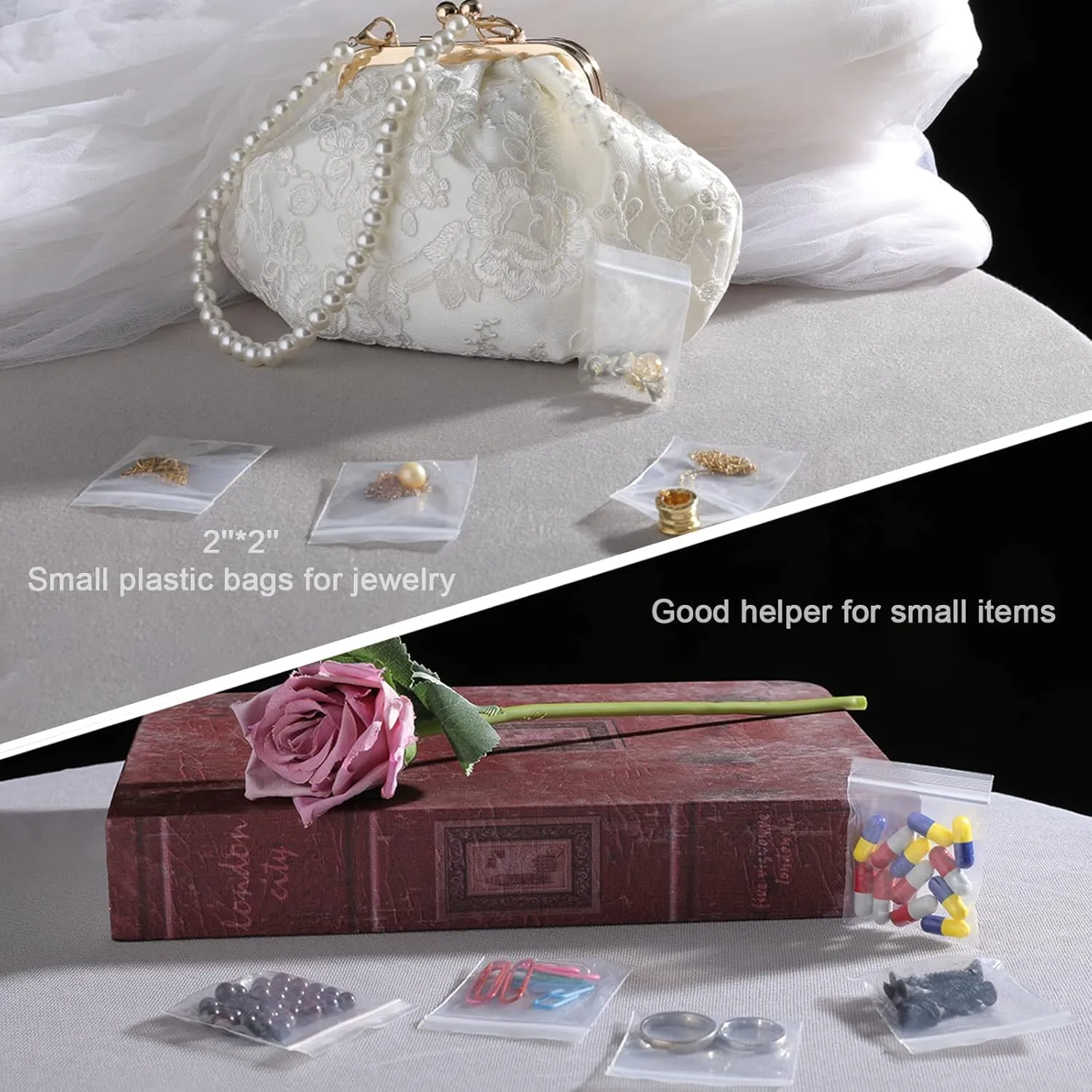 Clear 2x2 Plastic Bags - 1000pcs, Reusable for Pill Organization, Jewelry Sorting, Coin Storage, Candy Packaging