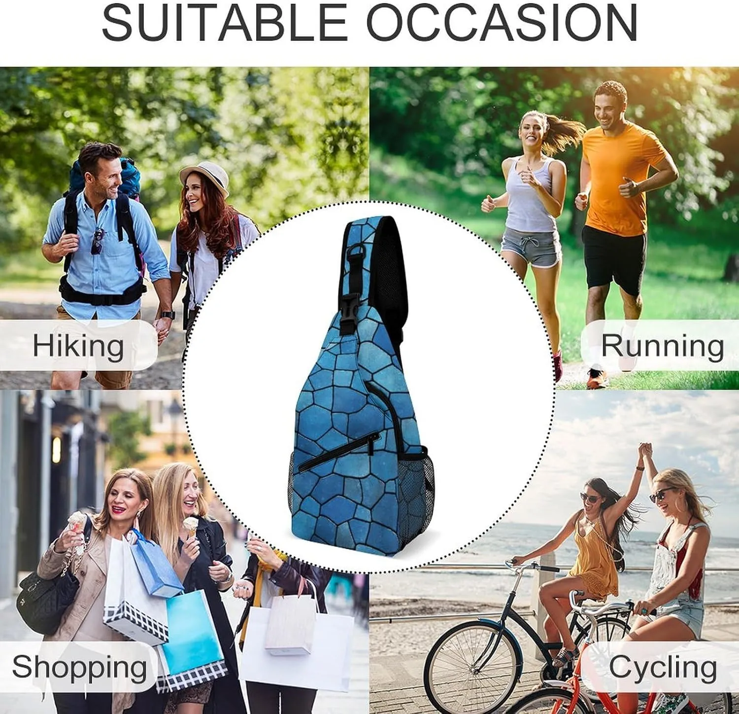 Color Chocolate Sling Bag Lightweight Crossbody Chest Pack Travel Shoulder Bag with Adjustable Strap