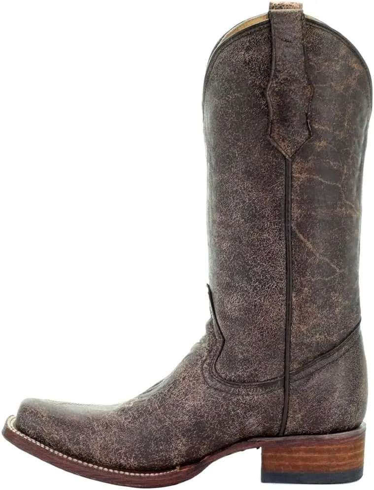 Corral Boots Womens Embroidered Square Toe Casual Boots Mid Calf Mid Heel 2-3" - Brown