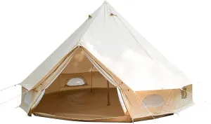 Cotton Canvas Tent with Stove Jack,20ft Waterproof Bell Tent for Glamping,4 Season Luxury Outdoor Camping Yurt Tent 10-12 Person,Great for Family Camping