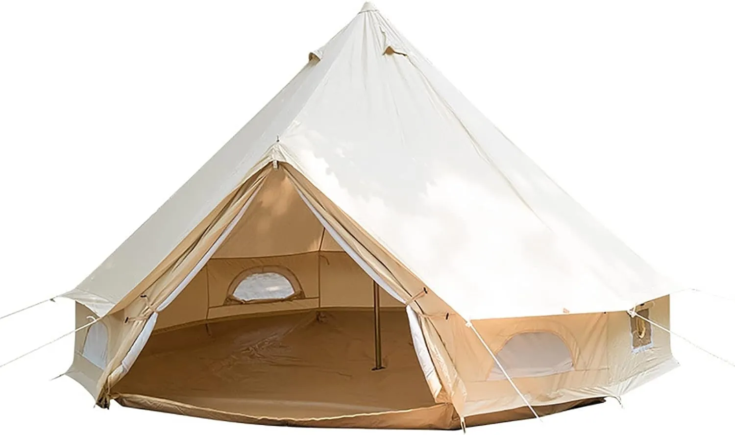 Cotton Canvas Tent with Stove Jack,20ft Waterproof Bell Tent for Glamping,4 Season Luxury Outdoor Camping Yurt Tent 10-12 Person,Great for Family Camping