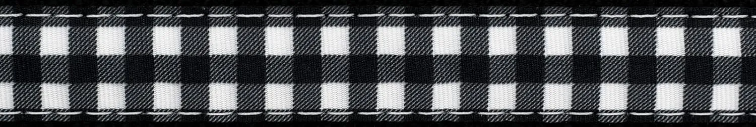 Country Brook Design - Black & White Buffalo Plaid Ribbon on Black Nylon Webbing