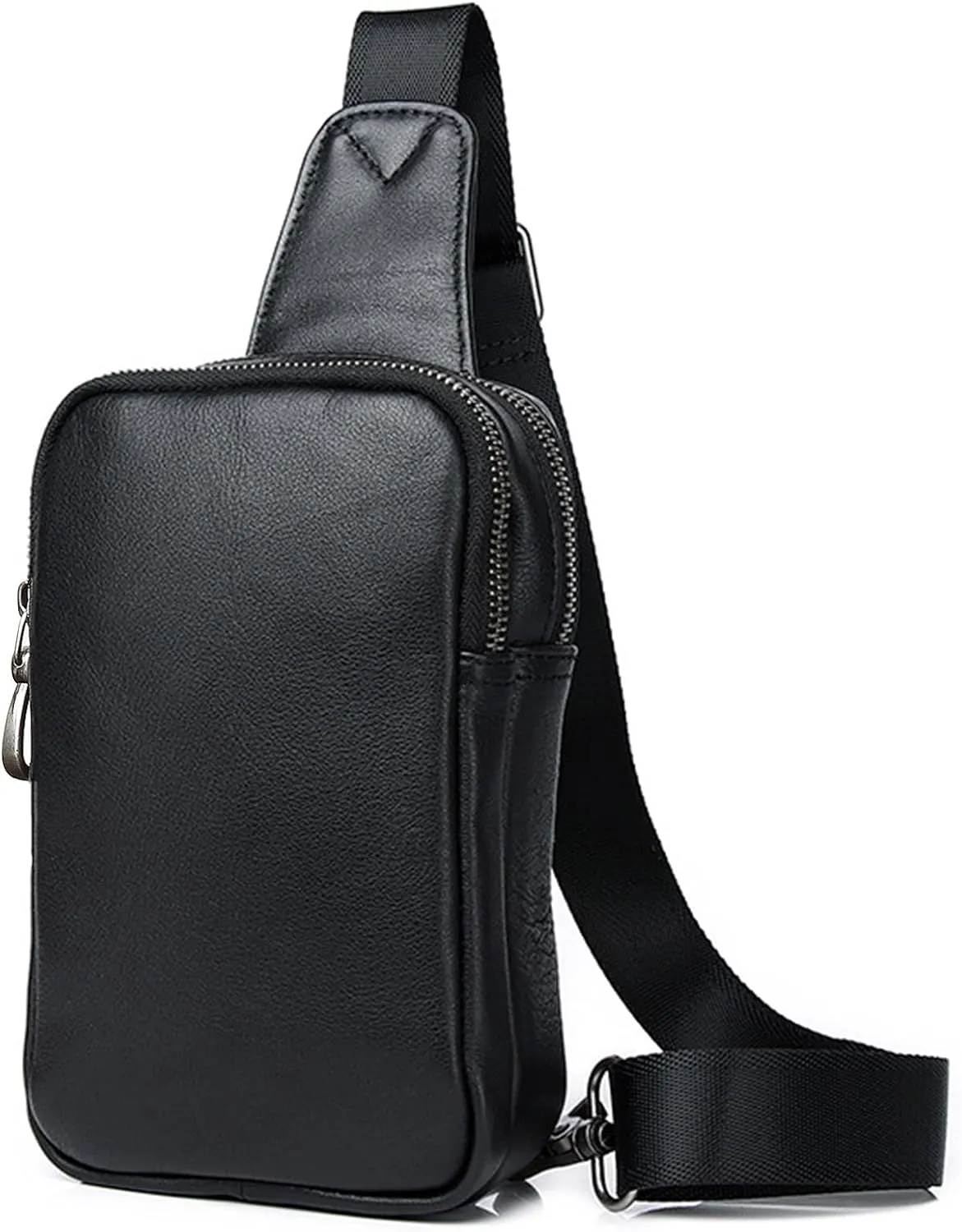 Crossbody Bags for Men Cross Body Sling Bag for Men Chest Bag Daypack Crossbody Bag Leather Sling Backpack for Travel Sport Running Hiking, Black