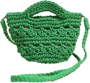 Crossbody Bags For Women Handmade Purse Shoulder Handbag Cotton Purses for Women Travel Bag No-Lining Green