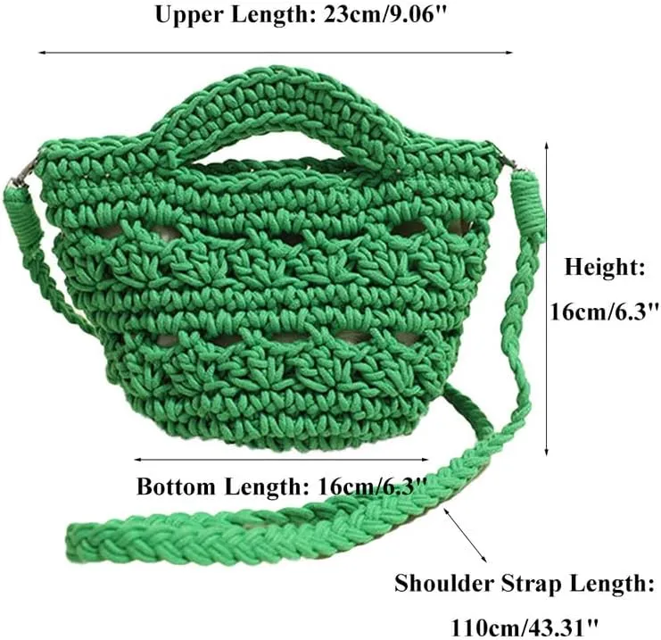 Crossbody Bags For Women Handmade Purse Shoulder Handbag Cotton Purses for Women Travel Bag No-Lining Green
