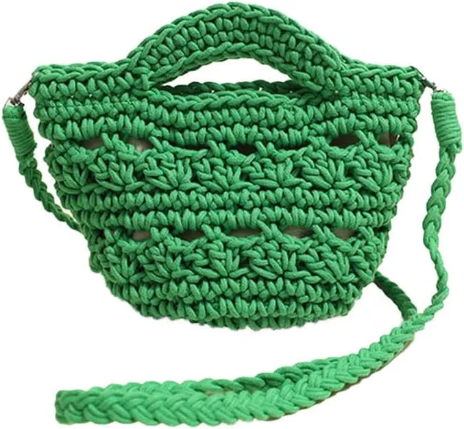 Crossbody Bags For Women Handmade Purse Shoulder Handbag Cotton Purses for Women Travel Bag No-Lining Green