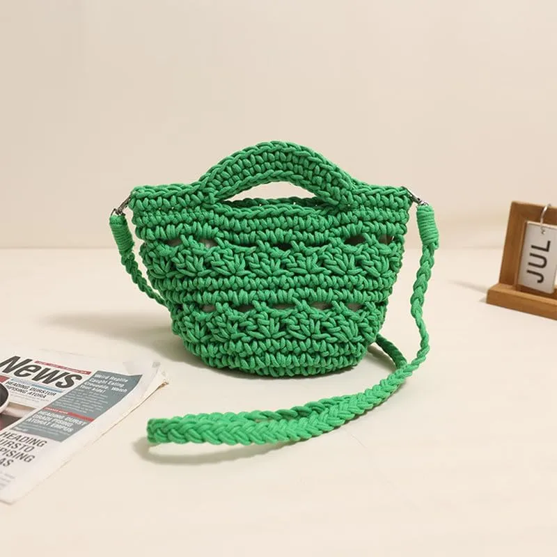 Crossbody Bags For Women Handmade Purse Shoulder Handbag Cotton Purses for Women Travel Bag No-Lining Green