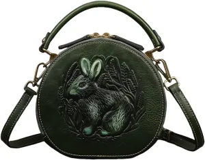 Crossbody Handbags for Women Leather Handbags Embossed Rabbit Handmade Leather Crossbody Bag