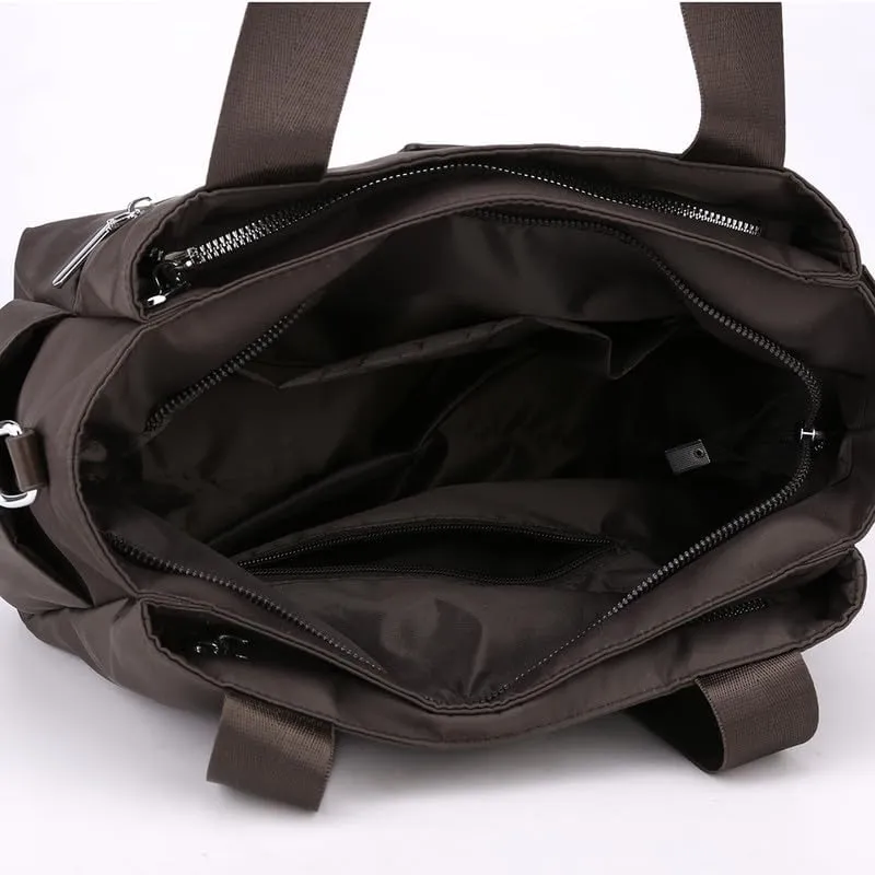 Crossbody Purses for Women Nylon Waterproof Shoulder Bag Ladies Commuter Travel Daily Handbag with Detachable Strap Coffee