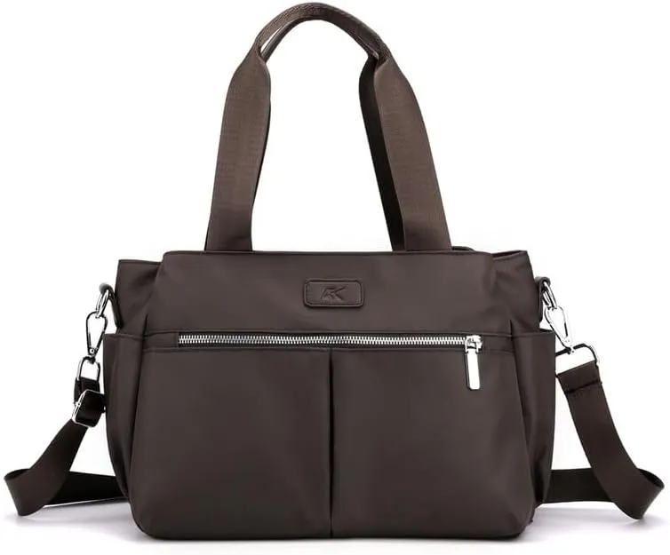 Crossbody Purses for Women Nylon Waterproof Shoulder Bag Ladies Commuter Travel Daily Handbag with Detachable Strap Coffee