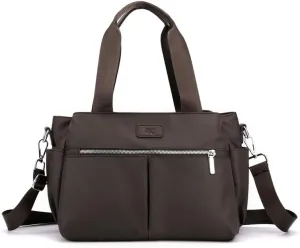 Crossbody Purses for Women Nylon Waterproof Shoulder Bag Ladies Commuter Travel Daily Handbag with Detachable Strap Coffee