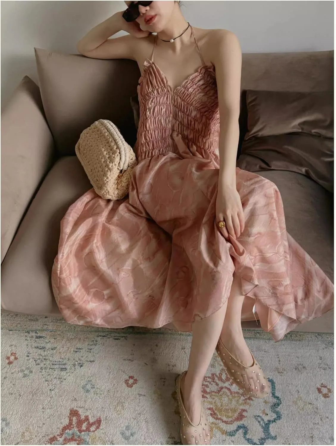 Crystal-Embellished Mesh Flats Women's Rhinestone Ballet Flat Slip On Ballerina Shoes Comfortable Casual Gauze Shoe