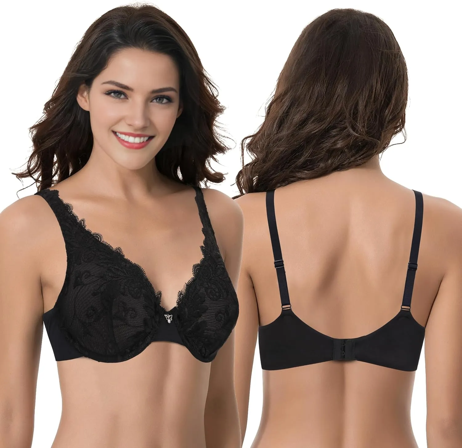 Curve Muse Women's Plus Size Minimizer Unlined Underwire Full Coverage Bra