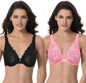 Curve Muse Women's Plus Size Minimizer Unlined Underwire Full Coverage Bra