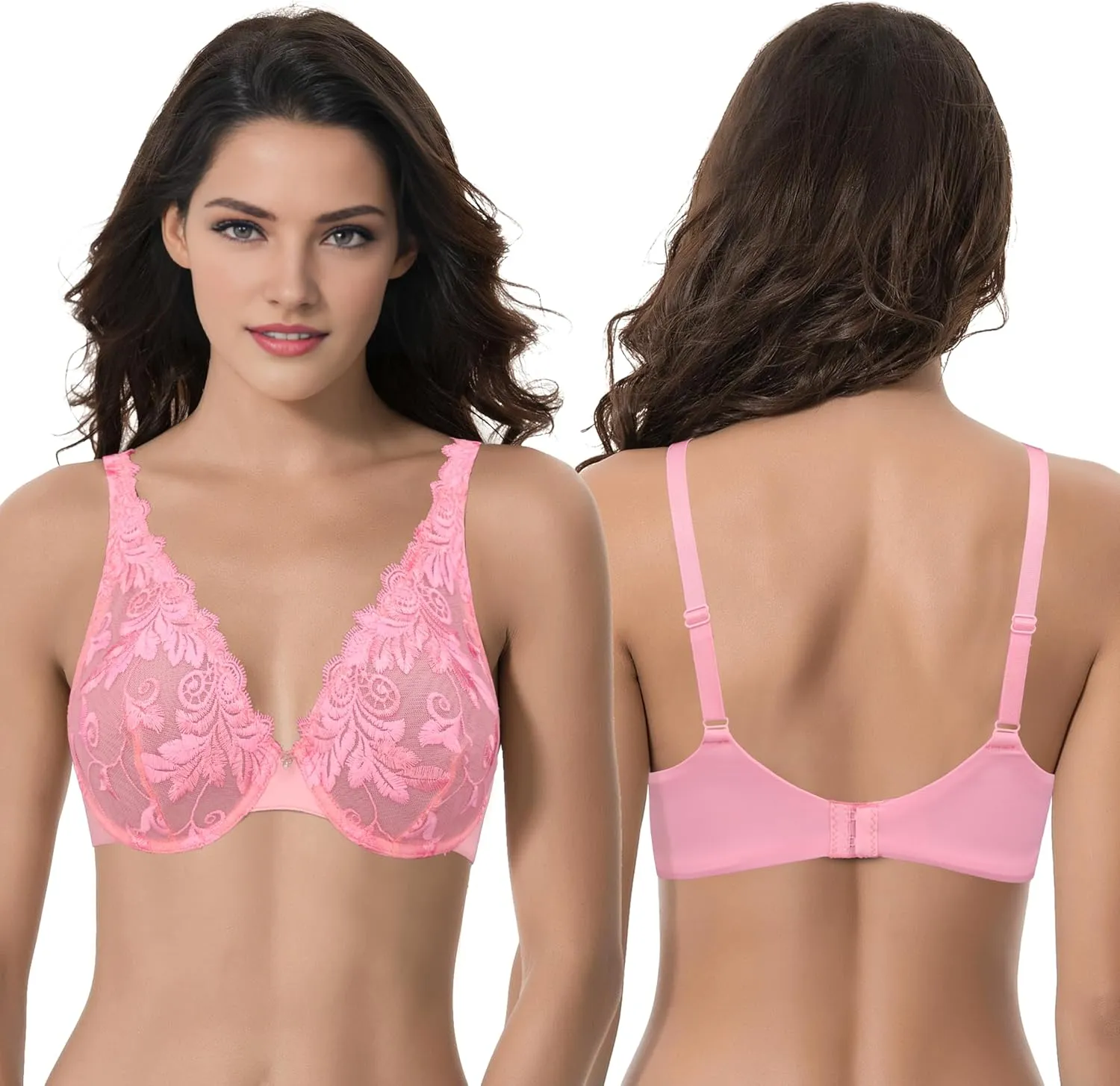 Curve Muse Women's Plus Size Minimizer Unlined Underwire Full Coverage Bra