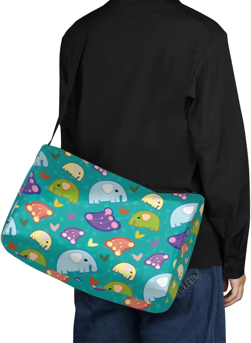 Cute Elephant Love Heart Small Gym Bag for Men Women Workout Sport Duffle Bag Waterproof Weekender Overnight Bag Lightweight Carry on Tote Bag Crossbody Shoulder Travel Bag for Swim Yoge Dance