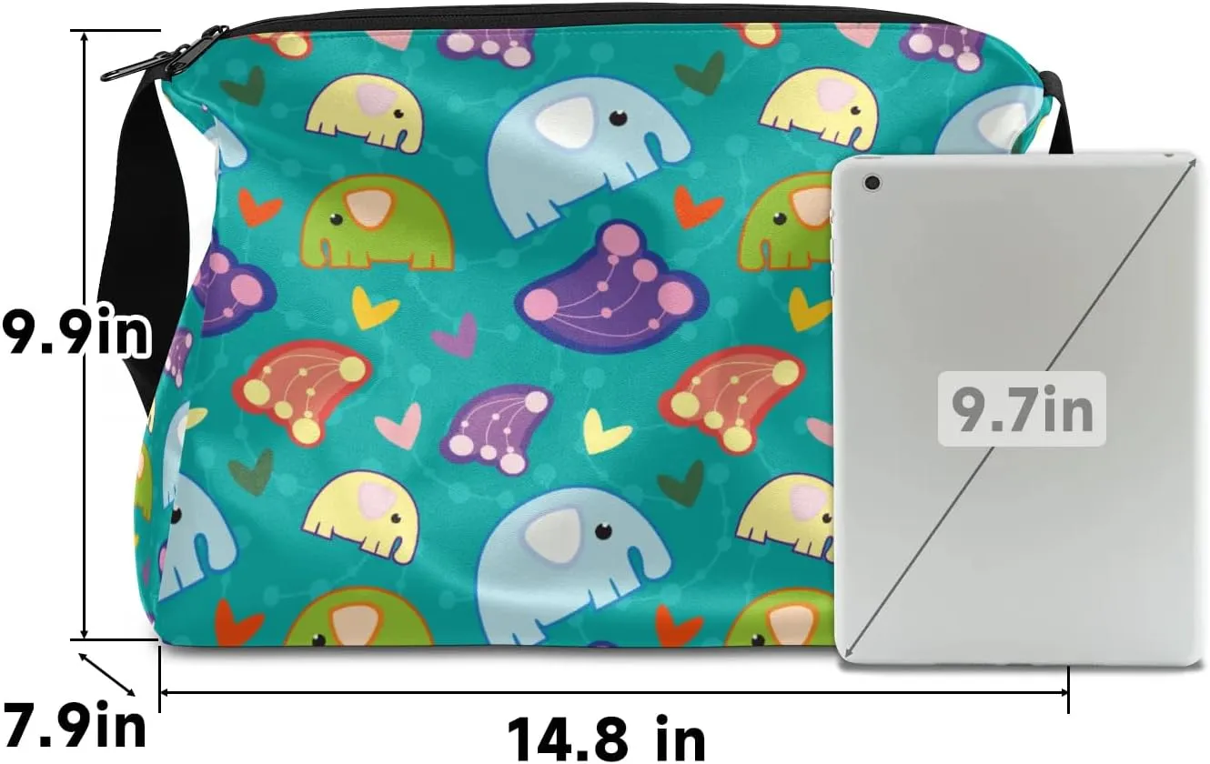 Cute Elephant Love Heart Small Gym Bag for Men Women Workout Sport Duffle Bag Waterproof Weekender Overnight Bag Lightweight Carry on Tote Bag Crossbody Shoulder Travel Bag for Swim Yoge Dance