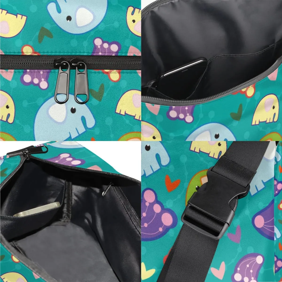 Cute Elephant Love Heart Small Gym Bag for Men Women Workout Sport Duffle Bag Waterproof Weekender Overnight Bag Lightweight Carry on Tote Bag Crossbody Shoulder Travel Bag for Swim Yoge Dance