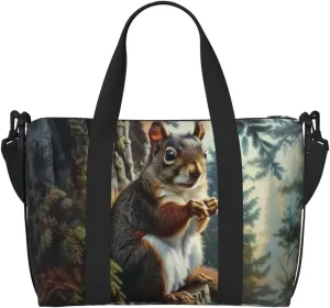 cute squirrel tree print Travel Duffel Bag, Sports Tote Gym Bag, Swim Pool Bag Large Shoulder Tote Bag for Beach Weekender