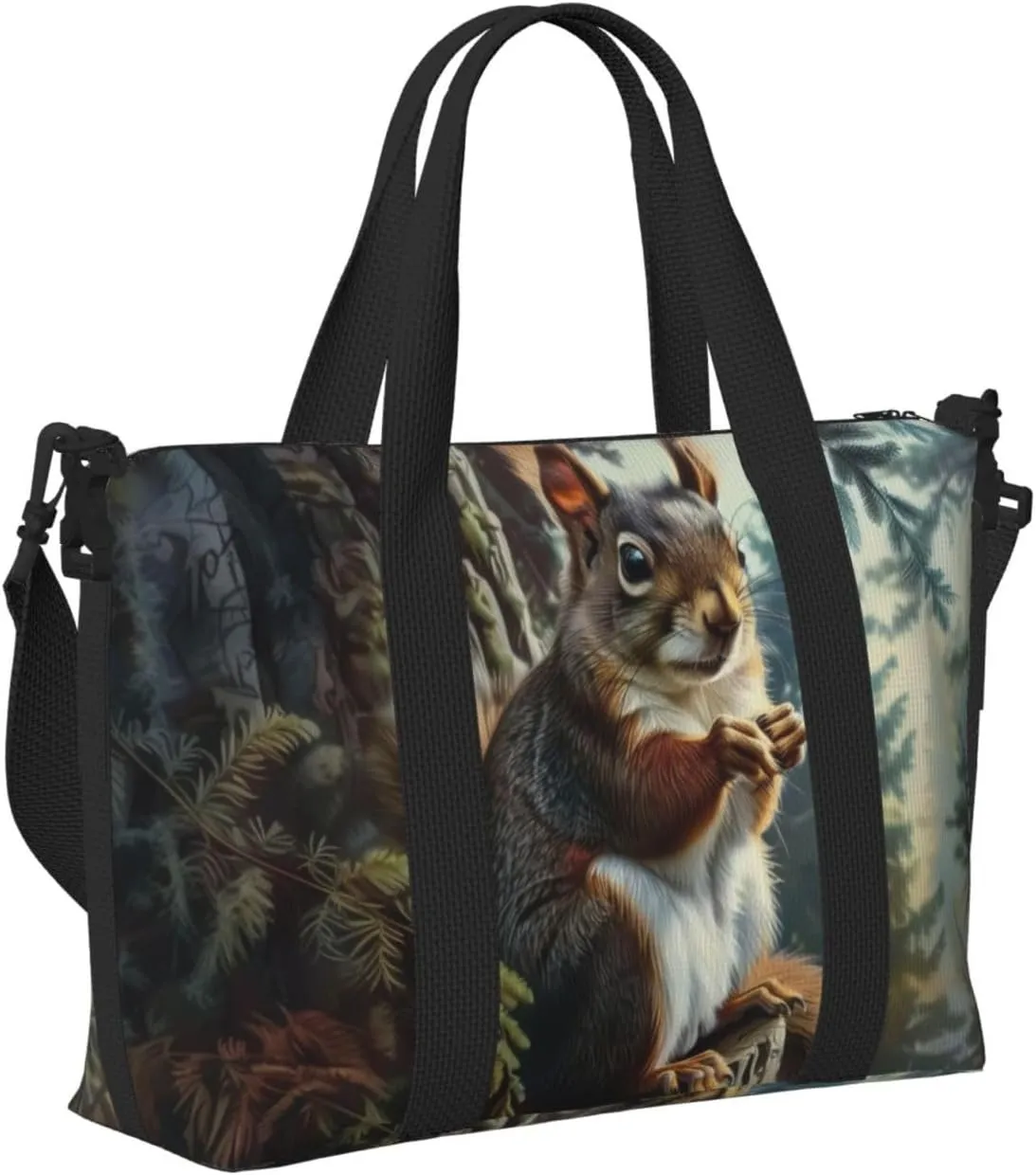 cute squirrel tree print Travel Duffel Bag, Sports Tote Gym Bag, Swim Pool Bag Large Shoulder Tote Bag for Beach Weekender