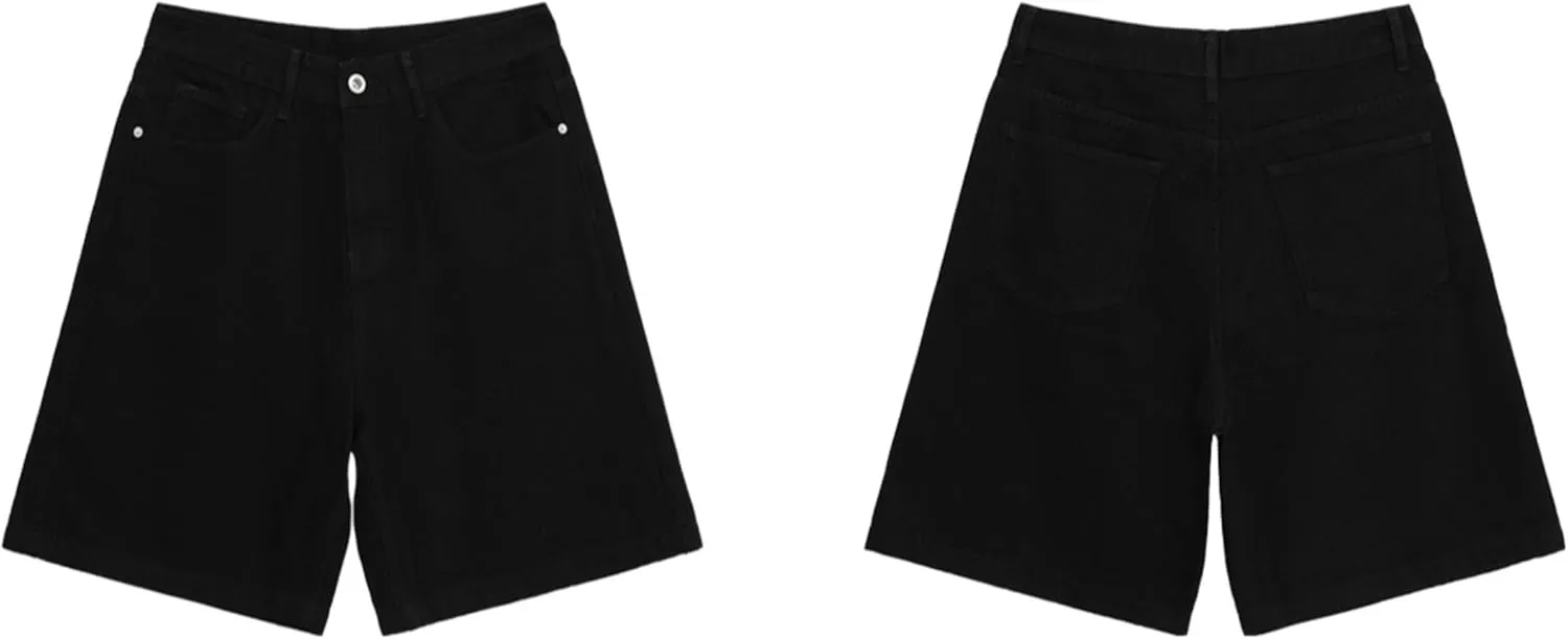 CUTEGAL Unisex Jorts Women Mid Rise Denim Shorts Wide Leg Baggy Jeans Men Casual Streetwear Y2k Pants