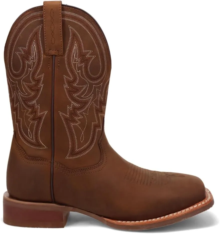 Dan Post Boots Mens Brigston Embroidered Square Toe Casual Boots Mid Calf - Brown