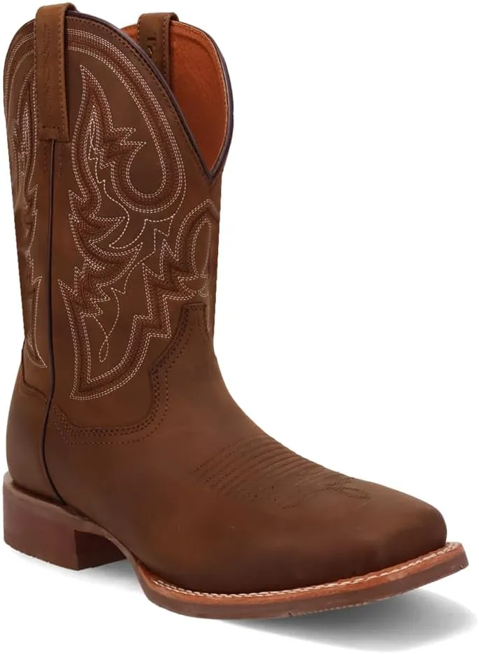 Dan Post Boots Mens Brigston Embroidered Square Toe Casual Boots Mid Calf - Brown