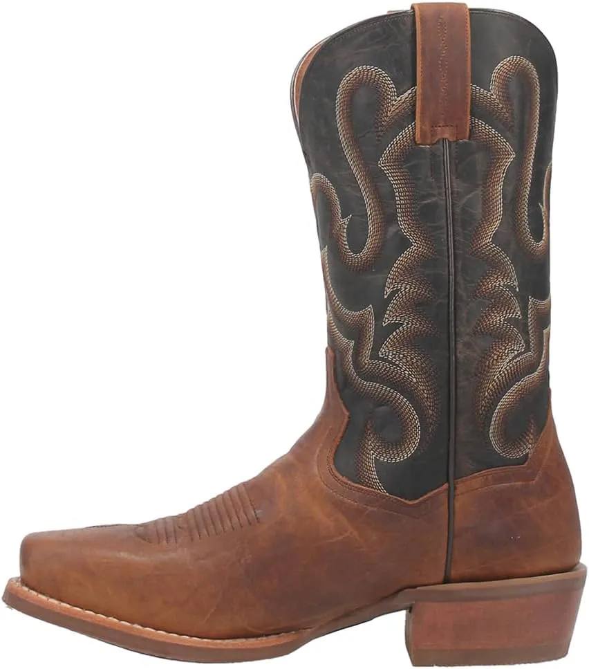 Dan Post Mens Richland Embroidered Square Toe Pull On Casual Boots Mid Calf - Brown