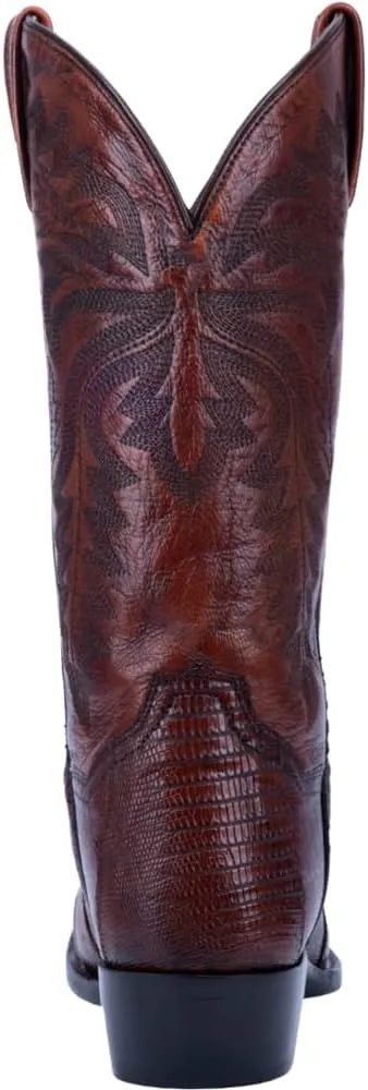 Dan Post Mens Winston Lizard Embroidered Round Toe Pull On Dress Boots Mid Calf - Black